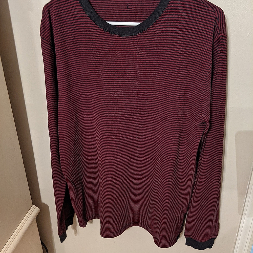 Boyfriend shirt. Vans, red and black striped long sleeve shirt. XL
